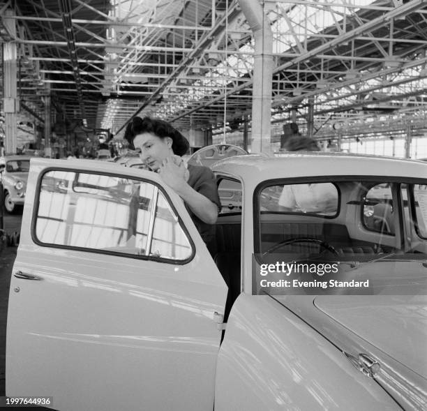 Worker in the finishing shop at the BMC Austin Longbridge car plant, Birmingham, June 26th 1957.