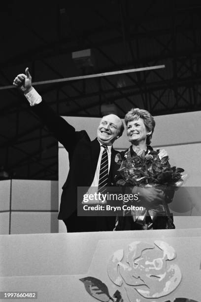 Married couple, Leader of the Labour Party Neil Kinnock and Glenys Kinnock , at a rally while on the campaign trail for the 1987 UK general election...