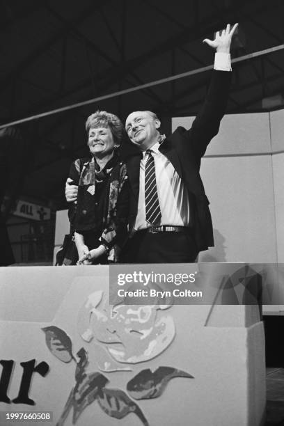 Married couple, Leader of the Labour Party Neil Kinnock and Glenys Kinnock , at a rally while on the campaign trail for the 1987 UK general election...