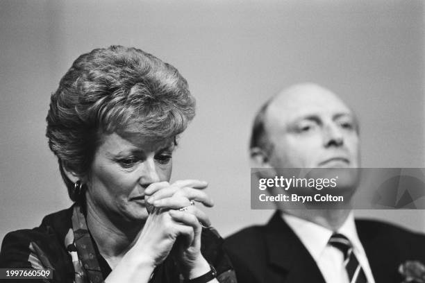 Married couple, Leader of the Labour Party Neil Kinnock and Glenys Kinnock , at a rally while on the campaign trail for the 1987 UK general election...