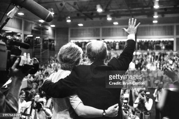 Married couple, Leader of the Labour Party Neil Kinnock and Glenys Kinnock , at a rally while on the campaign trail for the 1987 UK general election...
