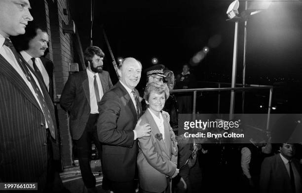 Married couple, Leader of the Labour Party Neil Kinnock and Glenys Kinnock , leaving the Pontllanfraith leisure centre on election day during the...