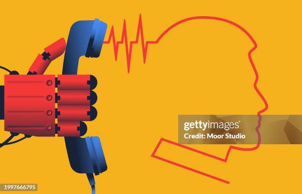 stockillustraties, clipart, cartoons en iconen met faking voice, robocall problem, scam concept illustration - fraude