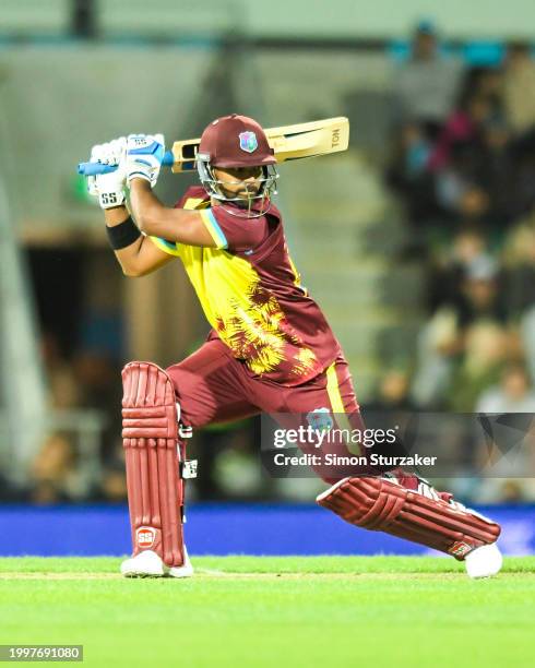 Nicholas Pooran of the West Indies batting during game one of the Men's T20 International series between Australia and West Indies at Blundstone...