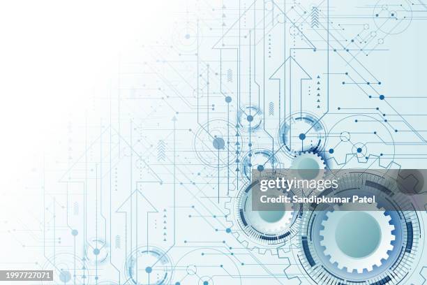 gears. abstract technical drawing, blueprint with gear, cogs. - manufacturing machinery stock illustrations