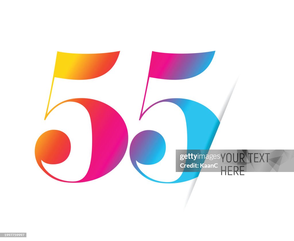 Number 55. Abstract number template. Anniversary number template isolated, anniversary icon label, anniversary symbol vector stock illustration