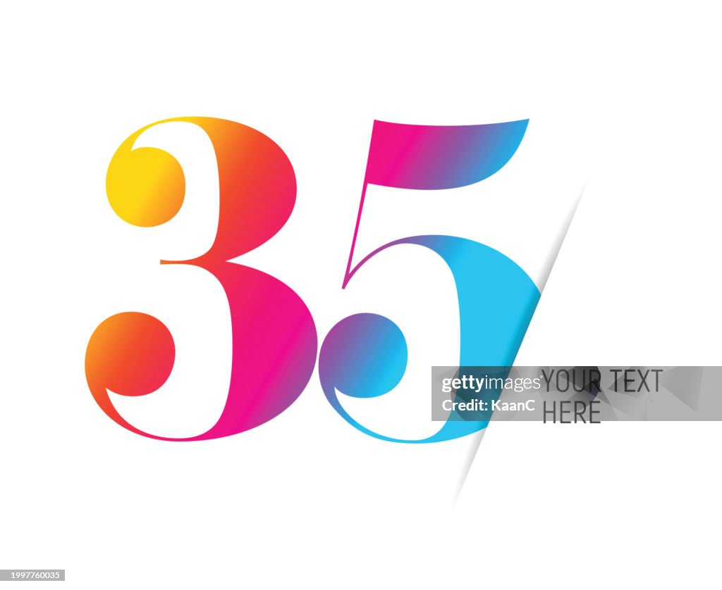 Number 35. Abstract number template. Anniversary number template isolated, anniversary icon label, anniversary symbol vector stock illustration
