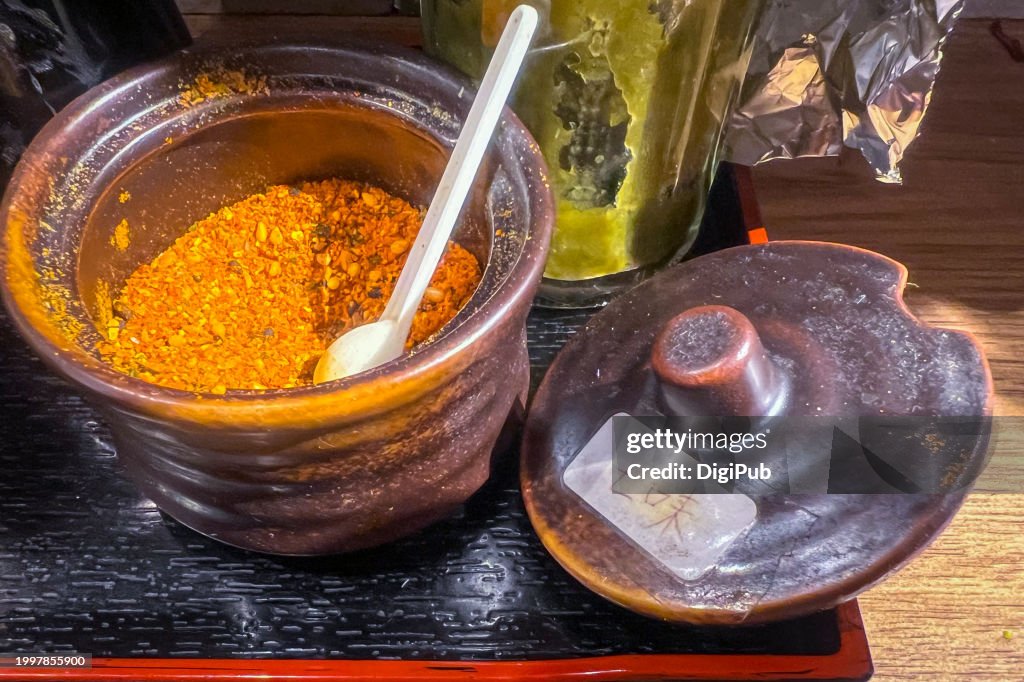 Shichimi Togarashi on a Counter Table