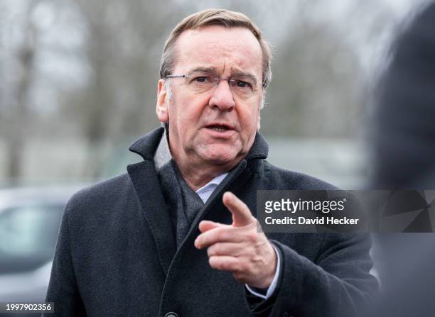 German Defence Minister Boris Pistorius after the groundbreaking ceremony for a new munitions factory of German defence contractor Rheinmetall on...