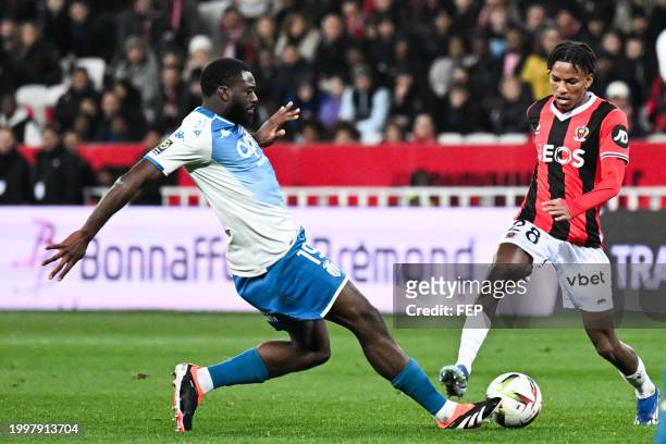 Hicham BOUDAOUI of Nice and Youssouf FOFANA of Monaco during the Ligue 1 Uber Eats match between Olympique Gymnaste Club Nice and Association...