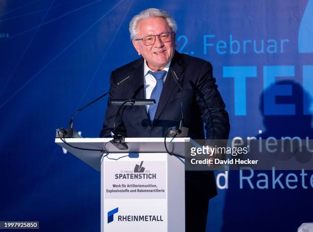 Of Rheinmetall Armin Papperger during the groundbreaking ceremony for a new munitions factory of German defence contractor Rheinmetall on February...