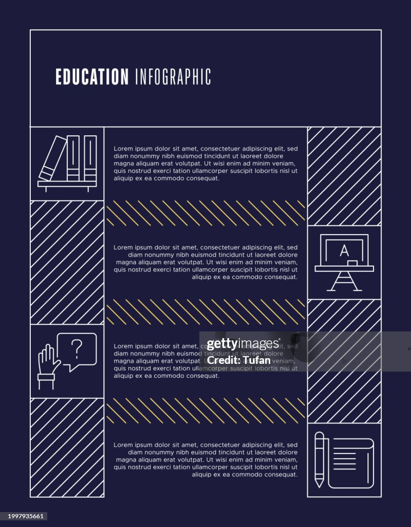 Education Infographic Template - Learning, Knowledge, School Icons