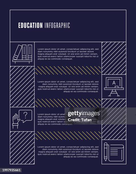 education infographic template - learning, knowledge, school icons - adult learning icons stock illustrations