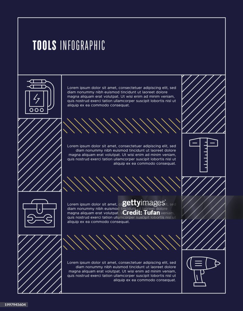 Tools Infographic Template Toolbox Equipment Work Tools High-Res Vector ...