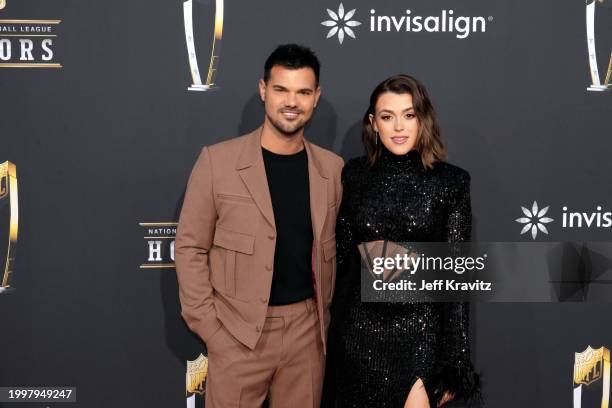 Taylor Lautner and Taylor Dome attend the 13th Annual NFL Honors at Resorts World Theatre on February 08, 2024 in Las Vegas, Nevada.