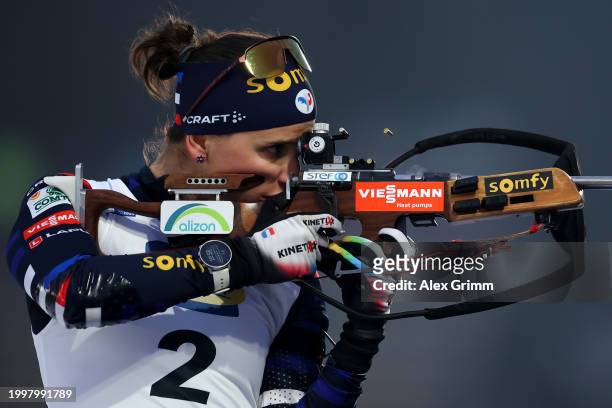 Julia Simon of France is pictured during the zeroing prior to the Women 7.5km Sprint Competition of the IBU World Championships Biathlon Nove Mesto...