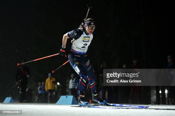 Julia Simon of France competes during the Women 7.5km Sprint Competition of the IBU World Championships Biathlon Nove Mesto na Morave on February 09,...