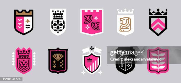 ilustrações, clipart, desenhos animados e ícones de elementos de design modernos de ícones de crista - brasão de armas
