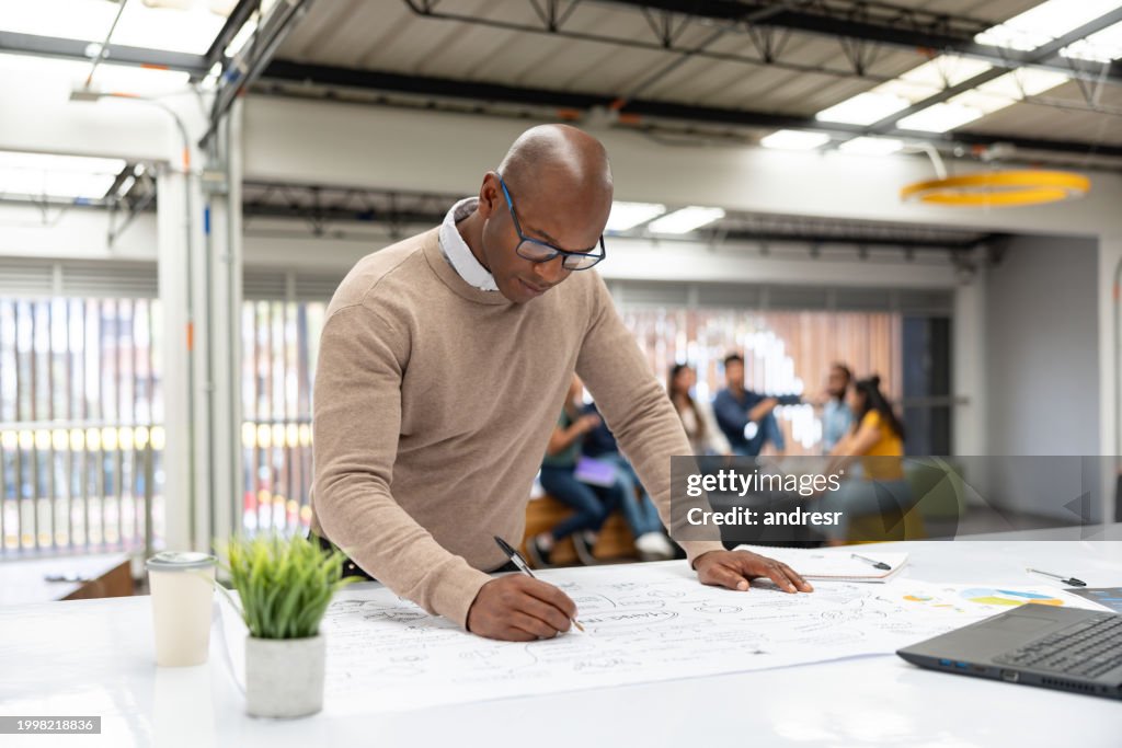 Teacher preparing a class at a school building