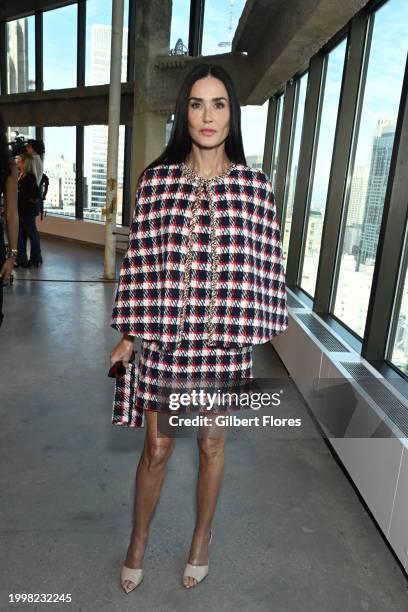 Demi Moore at Carolina Herrera RTW Fall 2024 as part of New York Ready to Wear Fashion Week held at the Continental Center on February 12, 2024 in...