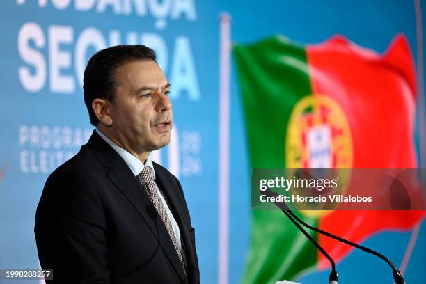 President and AD leader Luis Montenegro presents the Democratic Alliance electoral platform for next elections on February 09 in Lisbon, Portugal....