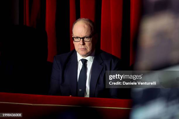 Alberto II di Monaco attends the 74th Sanremo Music Festival 2024 at Teatro Ariston on February 09, 2024 in Sanremo, Italy.