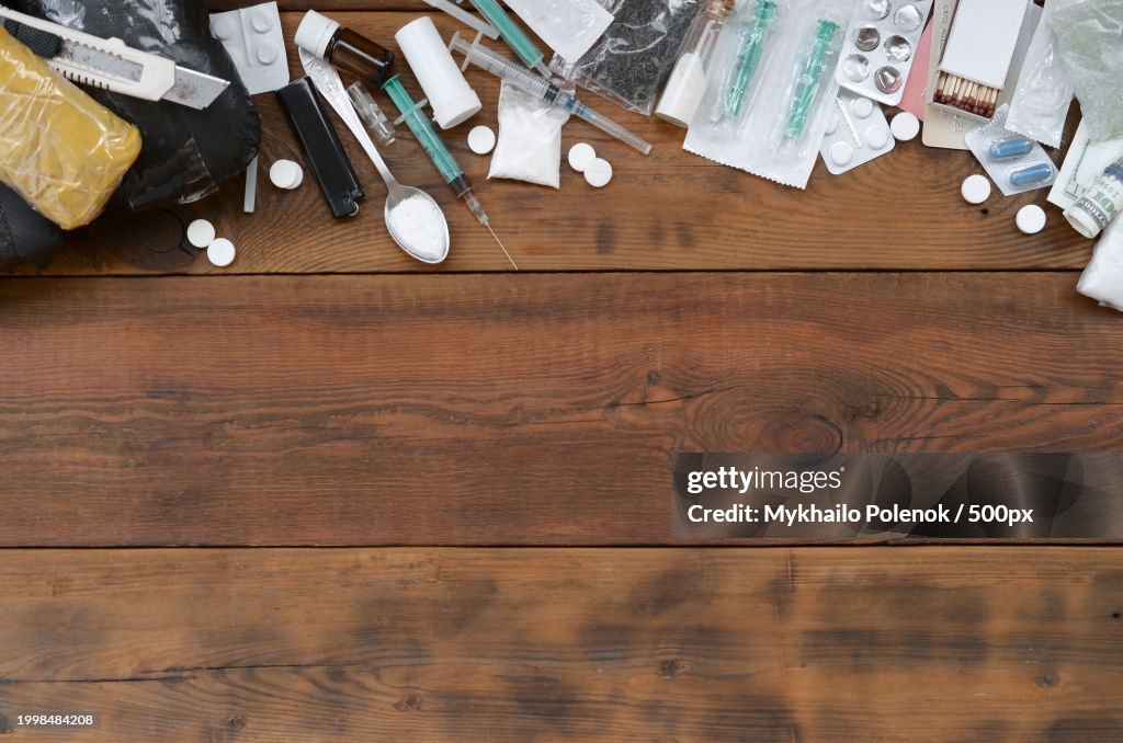 Close-up of various objects on table