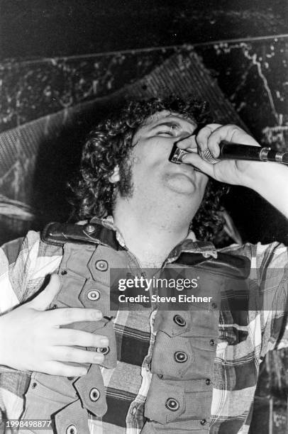 Close-up of American Rock musician John Popper, of the band Blues Traveler, as he performs on stage at the 712 Club, New York, New York, April 9,...