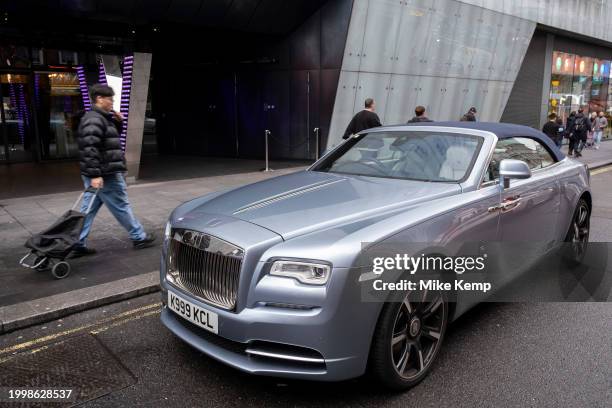 Rolls Royce car parked outside the W Hotel in Soho on 9th February 2024 in London, United Kingdom.