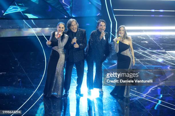 Paola Iezzi, Ricchi e Poveri and Chiara Iezzi attend the 74th Sanremo Music Festival 2024 at Teatro Ariston on February 09, 2024 in Sanremo, Italy.