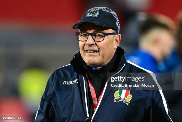 Cork , Ireland - 9 February 2024; Italy head coach Massimo Brunello after the U20 Six Nations Rugby Championship match between Ireland and Italy at...