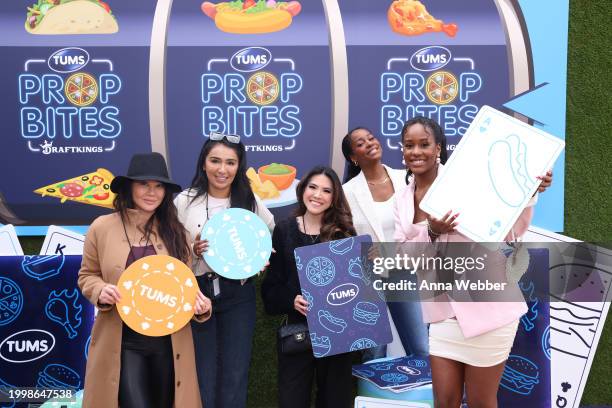 Kelly Tran, Eileen Ochea, Keisha Uy, Star Featherton and Shon Featherton attend TUMS x Draft Kings Prop Bites at Circa Stadium Swim, Las Vegas on...