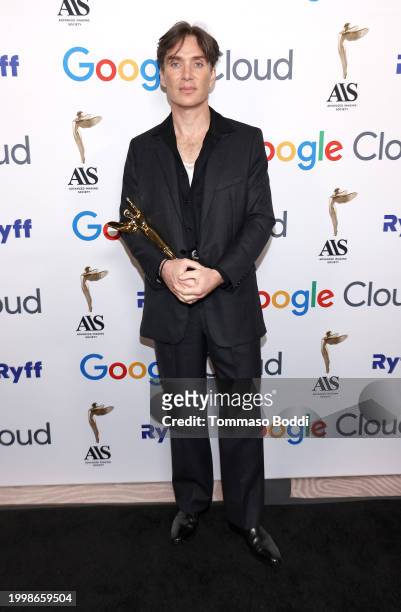Cillian Murphy accepts the Live Action Feature of the Year Award for "Oppenheimer" during the 14th Advanced Imaging Society's Lumiere Awards at The...