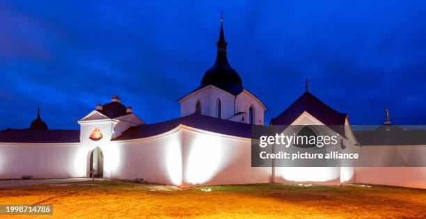 February 2024, Czech Republic, Zdar Nad Sazavou: View of the pilgrimage church of St. John of Nepomuk in Zdar nad Sazavou. In the middle of winter,...