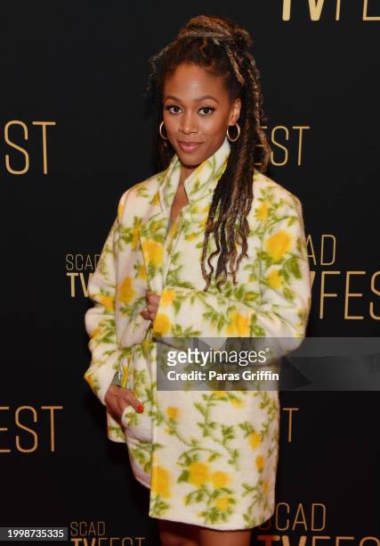 Nicole Beharie attends the "The Morning Show" press junket during the 2024 SCAD TVfest at Four Seasons Hotel Atlanta on February 09, 2024 in Atlanta,...