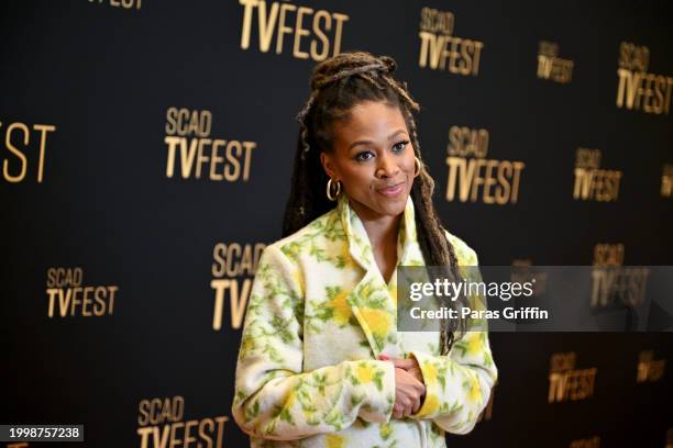 Actress Nicole Beharie attends the "The Morning Show" press junket during the 2024 SCAD TVfest at Four Seasons Hotel Atlanta on February 09, 2024 in...