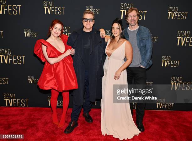 Alice Wetterlund, Alan Tudyk, Sara Tomko and Chris Sheridan attend Press Junket: "Resident Alien" during day three of the 12th SCAD TVfest on...