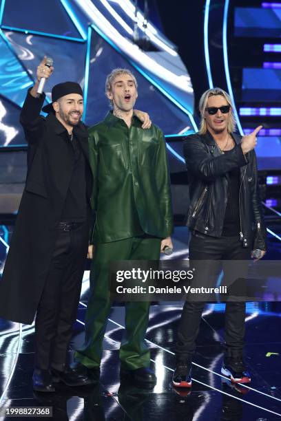 Mr. Rain and Gemelli Diversi attend the 74th Sanremo Music Festival 2024 at Teatro Ariston on February 09, 2024 in Sanremo, Italy.