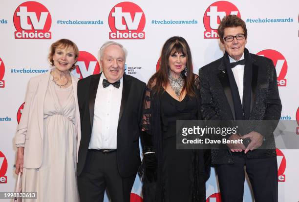 Madeline Smith, Noel Cronin, Caroline Munro and Mike Read attend the TV Choice Awards 2024 at The London Hilton on Park Lane on February 12, 2024 in...