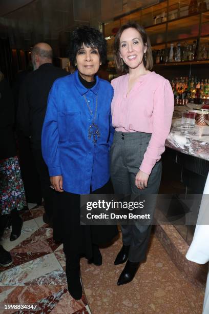 Moira Stuart and Camilla Tominey attend a drinks reception hosted by Angela Rippon to celebrate her time on Strictly Come Dancing and the end of the...