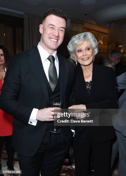 Kai Widdrington and Angela Rippon attend a drinks reception hosted by Angela Rippon to celebrate her time on Strictly Come Dancing and the end of the...