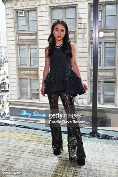 Amber Wang attends the Aknvas F/W24 show during February 2024 New York Fashion Week at The Ritz-Carlton New York on February 12, 2024 in New York...