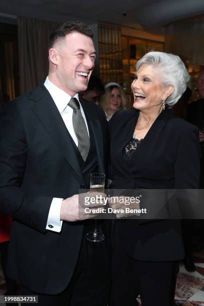 Kai Widdrington and Angela Rippon attend a drinks reception hosted by Angela Rippon to celebrate her time on Strictly Come Dancing and the end of the...