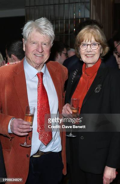 Stanley Johnson and Jennifer Kidd attend a drinks reception hosted by Angela Rippon to celebrate her time on Strictly Come Dancing and the end of the...