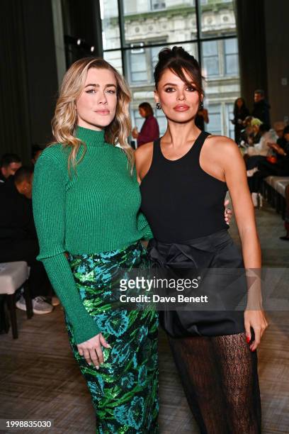 Melissa Roxburgh and Brooks Nader attend the Aknvas F/W24 show during February 2024 New York Fashion Week at The Ritz-Carlton New York on February...