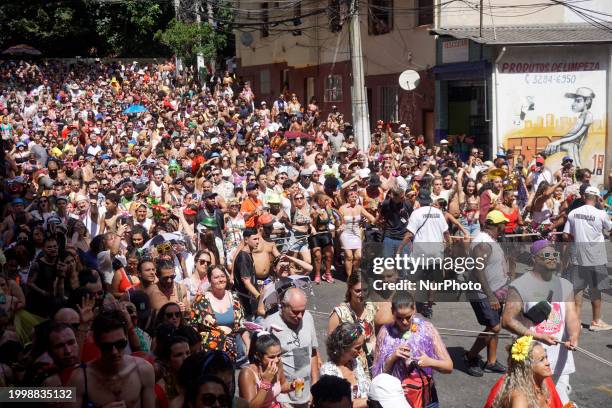 The Block Party ''Esfarrapados'' is parading through the streets of Bexiga in Sao Paulo, Brazil, on February 12, 2024.