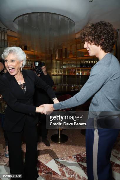 Bobby Brazier attends a drinks reception hosted by Angela Rippon to celebrate her time on Strictly Come Dancing and the end of the Strictly tour at...