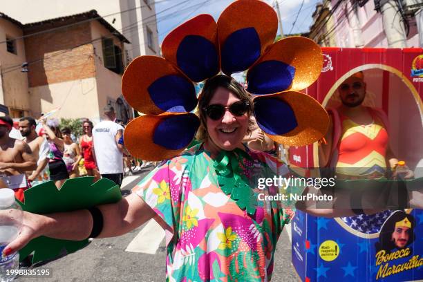 The Block Party ''Esfarrapados'' is parading through the streets of Bexiga in Sao Paulo, Brazil, on February 12, 2024.