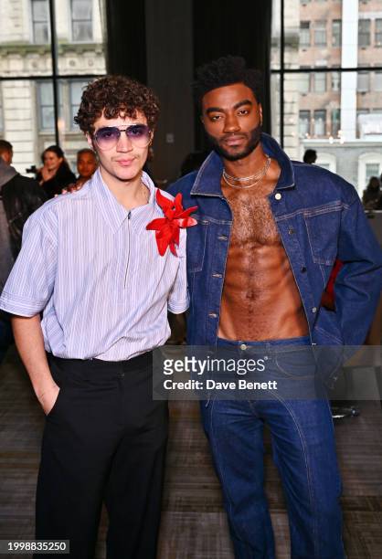 David Iacono and Jelani Alladin attend the Aknvas F/W24 show during February 2024 New York Fashion Week at The Ritz-Carlton New York on February 12,...
