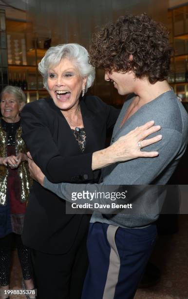 Angela Rippon and Bobby Brazier attend a drinks reception hosted by Angela Rippon to celebrate her time on Strictly Come Dancing and the end of the...
